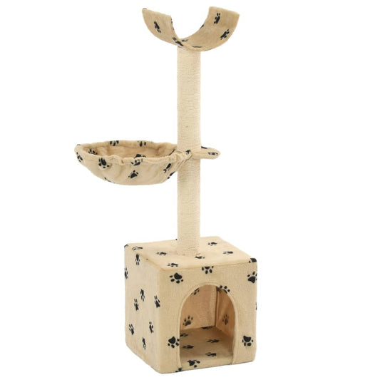 vidaXL Cat Tree with Sisal Scratching Posts 105 cm Paw Prints Beige