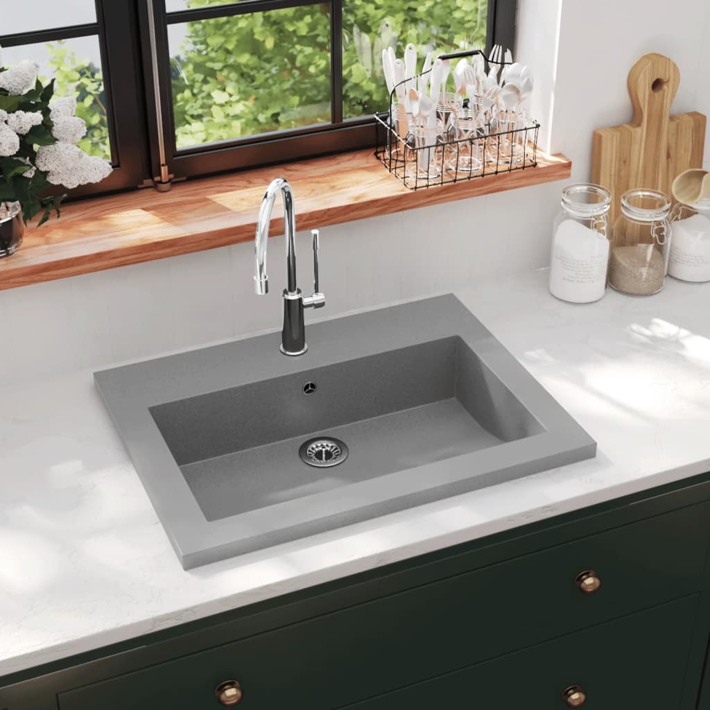 vidaXL Granite Basin 600x450x120 mm Grey