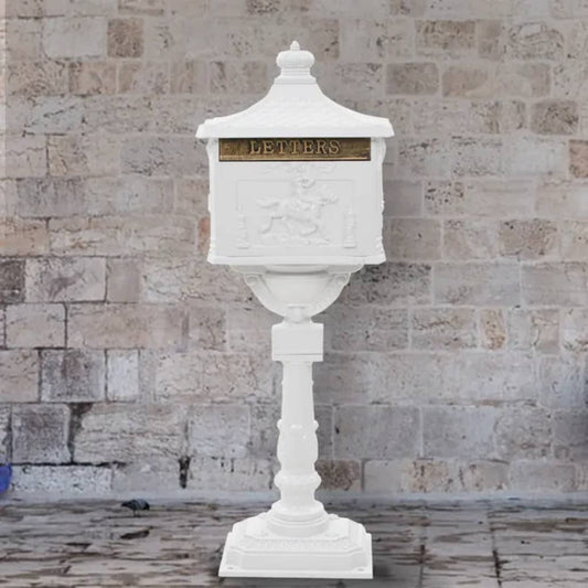 vidaXL Pedestal Letterbox Aluminium Vintage Style Rustproof White