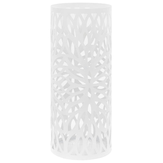 vidaXL Umbrella Stand Leaves Steel White
