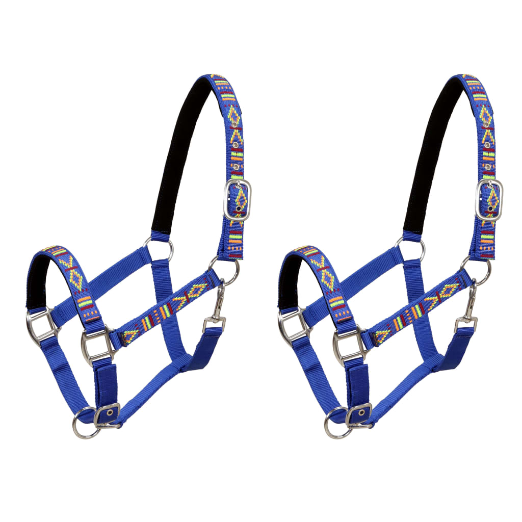 vidaXL Head Collars 2 pcs for Horse Nylon Size Cob Blue