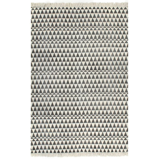 vidaXL Kilim Rug Cotton 160x230 cm with Pattern Black/White