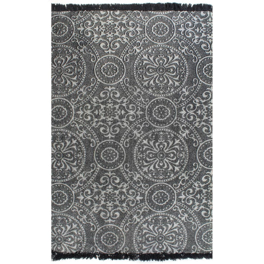 vidaXL Kilim Rug Cotton 160x230 cm with Pattern Grey