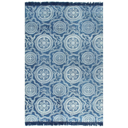 vidaXL Kilim Rug Cotton 120x180 cm with Pattern Blue