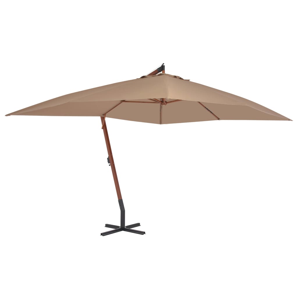 vidaXL Cantilever Umbrella with Wooden Pole 400x300 cm Taupe