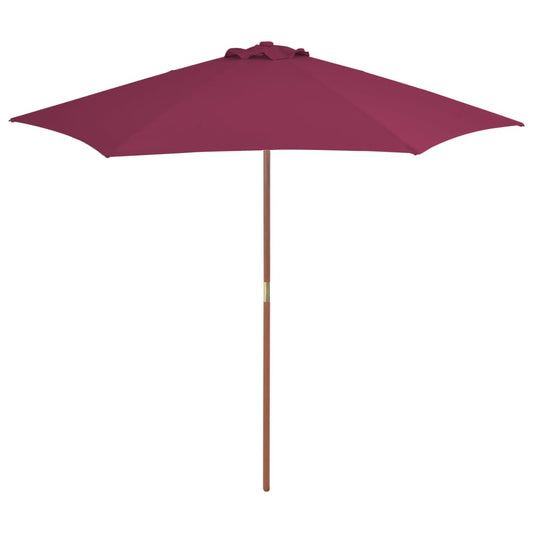 vidaXL Outdoor Parasol with Wooden Pole 270 cm Bordeaux Red