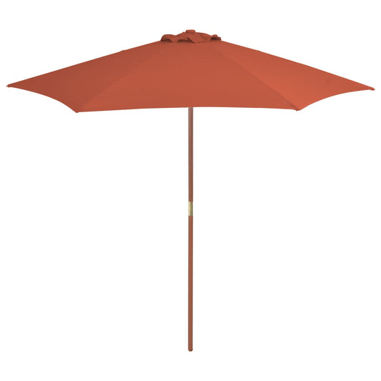 vidaXL Outdoor Parasol with Wooden Pole 270 cm Terracotta