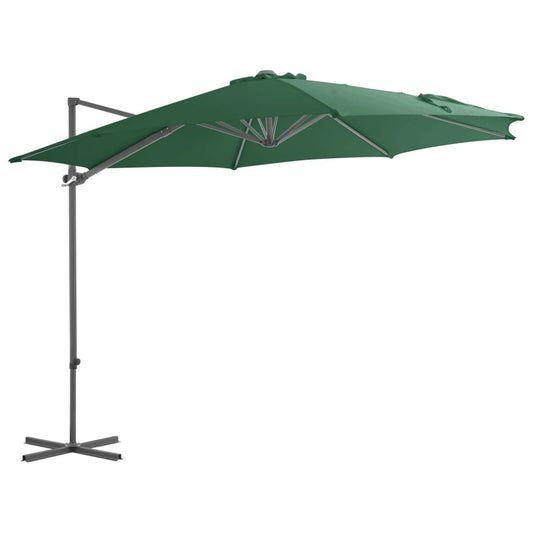 vidaXL Cantilever Umbrella with Steel Pole Green 300 cm