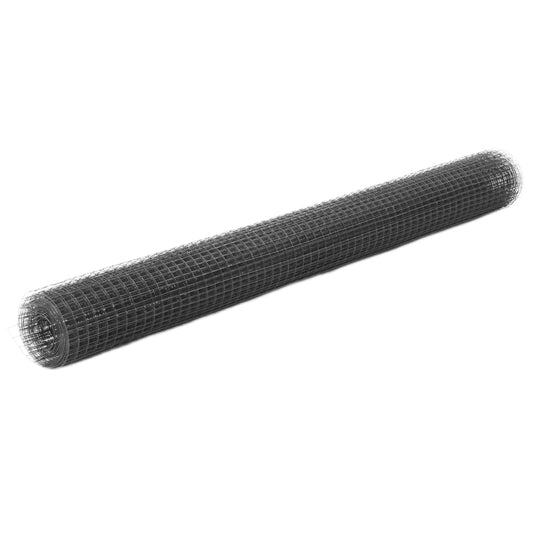 vidaXL Chicken Wire Fence Steel with PVC Coating 10x1.5 m Grey
