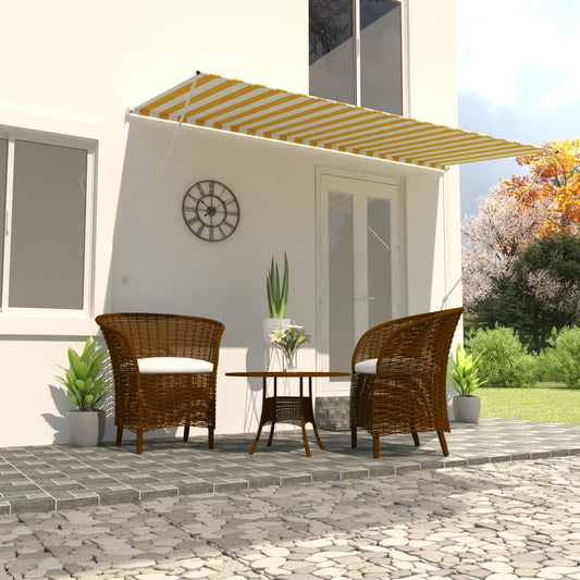 vidaXL Retractable Awning 400x150 cm Yellow and White
