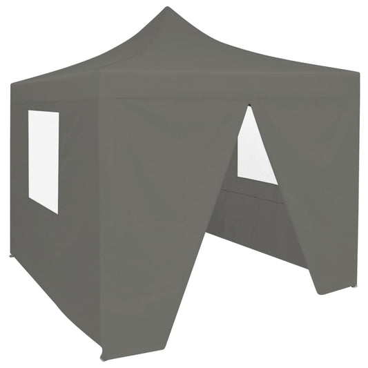 vidaXL Foldable Party Tent Pop-Up with 4 Sidewalls 3x3 m Anthracite