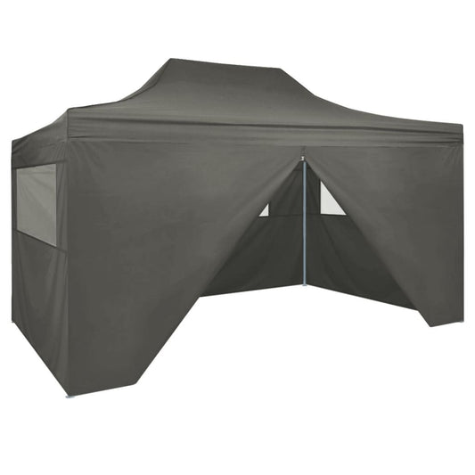 vidaXL Foldable Tent Pop-Up with 4 Side Walls 3x4.5 m Anthracite