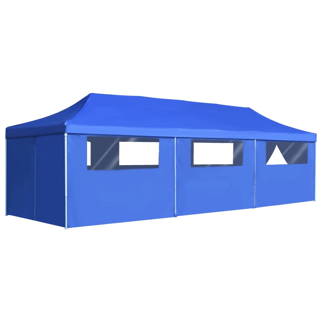 vidaXL Folding Pop-up Party Tent with 8 Sidewalls 3x9 m Blue