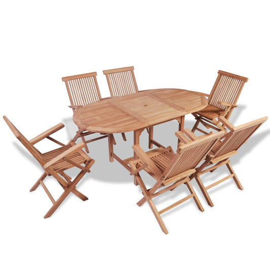 vidaXL 7 Piece Outdoor Dining Set Solid Teak Wood