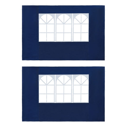 vidaXL Partytent Sidewall 2 pcs with Window PE Blue