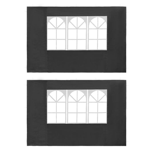 vidaXL Party Tent Sidewall 2 pcs with Window PE Anthracite