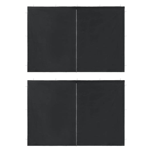 vidaXL Party Tent Sidewall 2 pcs with Zipper PE Anthracite