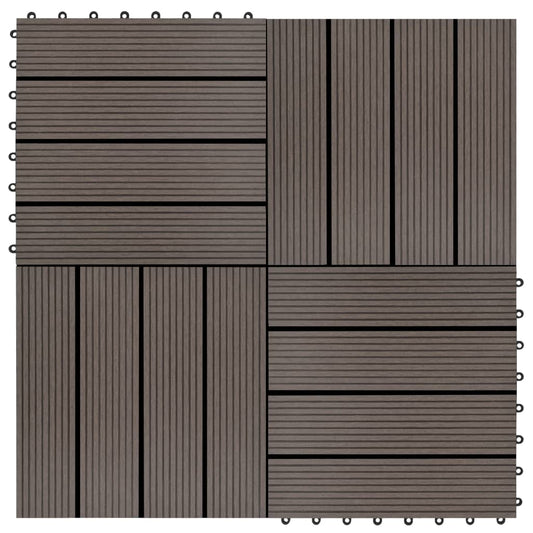 vidaXL 11 pcs Decking Tiles WPC 30x30 cm 1 sqm Dark Brown