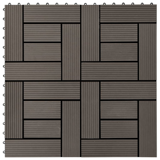 vidaXL 11 pcs Decking Tiles WPC 30x30 cm 1 sqm Dark Brown