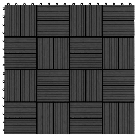 vidaXL 11 pcs Decking Tiles WPC 30x30 cm 1 sqm Black
