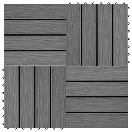 vidaXL 11 pcs Decking Tiles Deep Embossed WPC 30x30 cm 1 sqm Grey