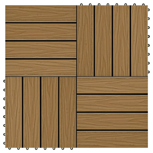 vidaXL 11 pcs Decking Tiles Deep Embossed WPC 30x30 cm 1 sqm Teak Colour