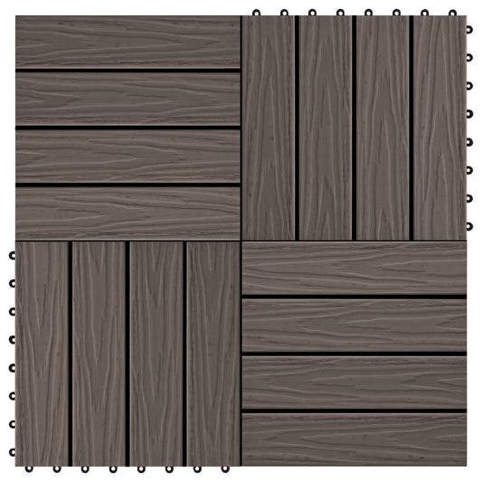 vidaXL 11 pcs Decking Tiles Deep Embossed WPC 30x30 cm 1 sqm Dark Brown