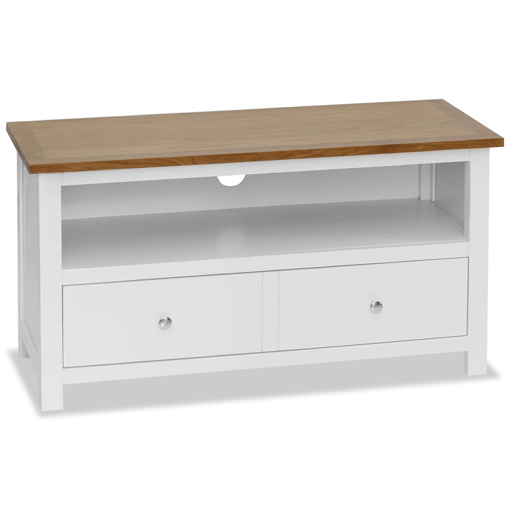 vidaXL TV Cabinet 90x35x48 cm Solid Oak Wood