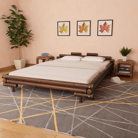 vidaXL Bed Frame Dark Brown Bamboo 160x200 cm