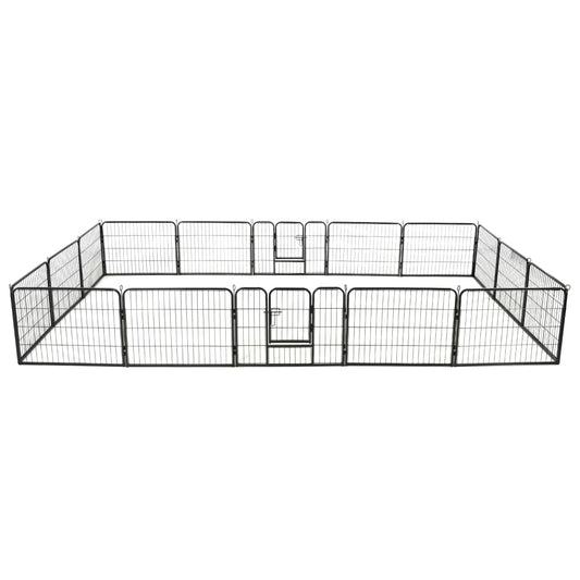 vidaXL Dog Playpen 16 Panels Steel 60x80 cm Black