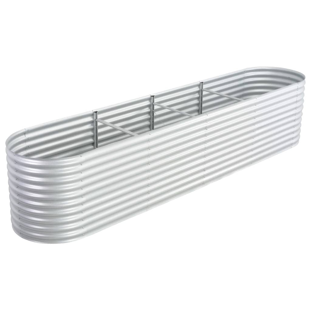 vidaXL Garden Raised Bed 400x80x81 cm Galvanised Steel Silver