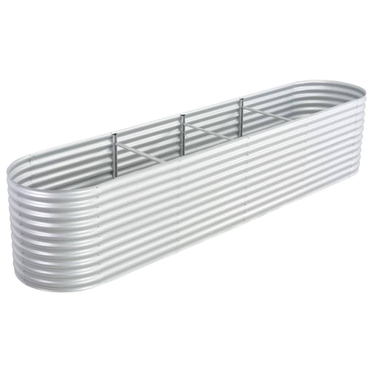 vidaXL Garden Raised Bed 400x80x81 cm Galvanised Steel Silver