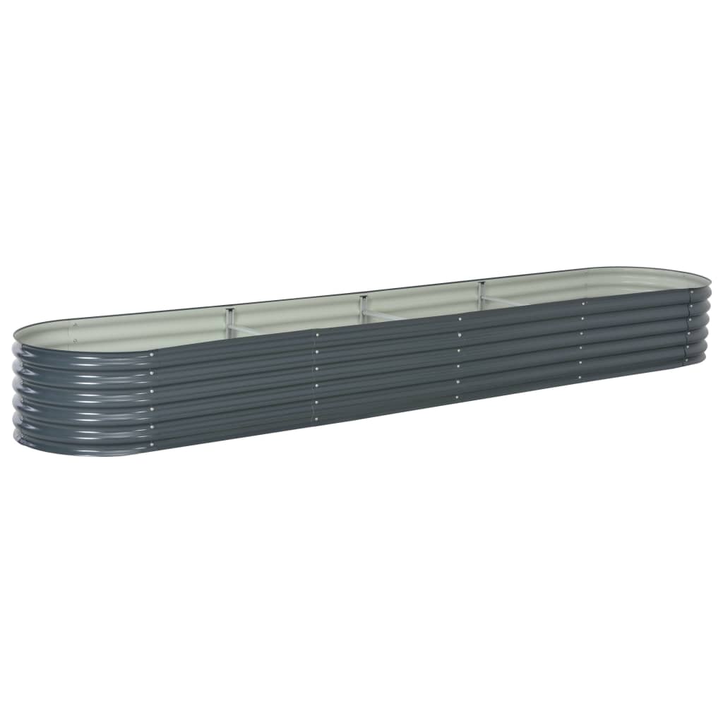 vidaXL Garden Raised Bed 400x80x44 cm Galvanised Steel Grey