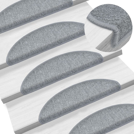 vidaXL Carpet Stair Treads 15 pcs Light Grey 56x17x3 cm