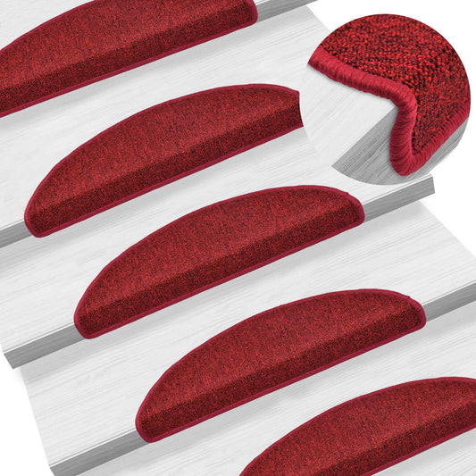 vidaXL Carpet Stair Treads 15 pcs Bordeaux Red 56x17x3 cm