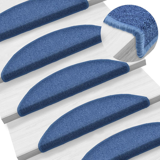 vidaXL Carpet Stair Treads 15 pcs Blue 56x17x3 cm