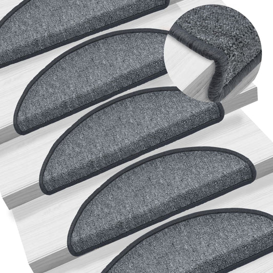 vidaXL Carpet Stair Treads 15 pcs Dark Grey 65x24x4 cm