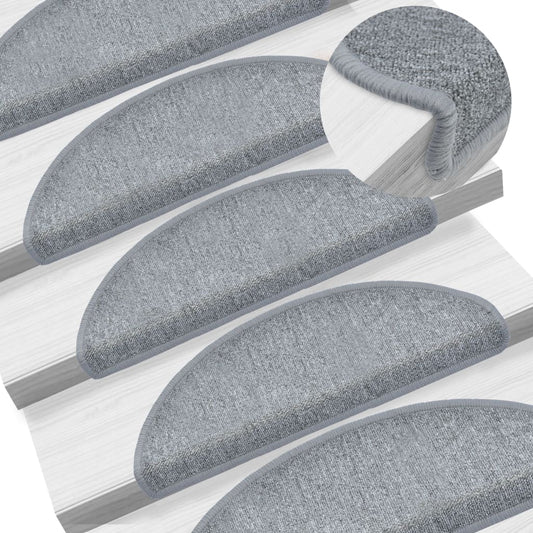 vidaXL Carpet Stair Treads 15 pcs Light Grey 65x24x4 cm