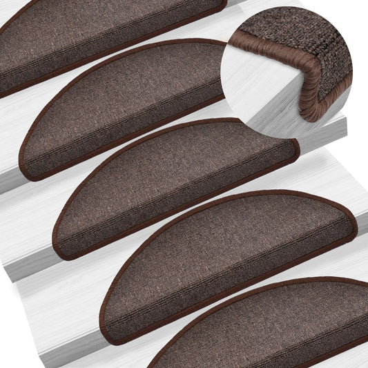 vidaXL Carpet Stair Treads 15 pcs Coffee Brown 65x24x4 cm