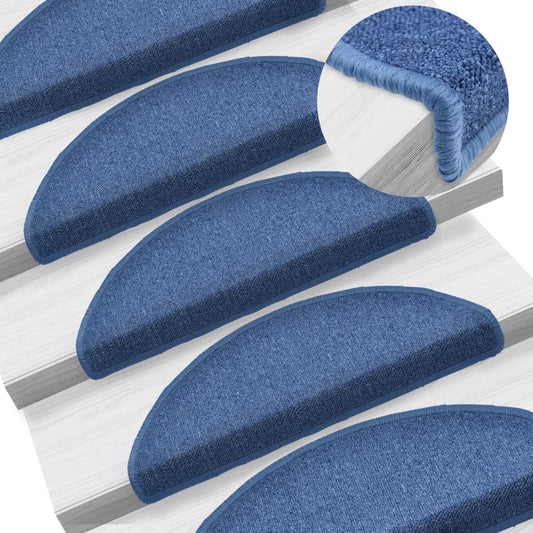 vidaXL Carpet Stair Treads 15 pcs Blue 65x24x4 cm