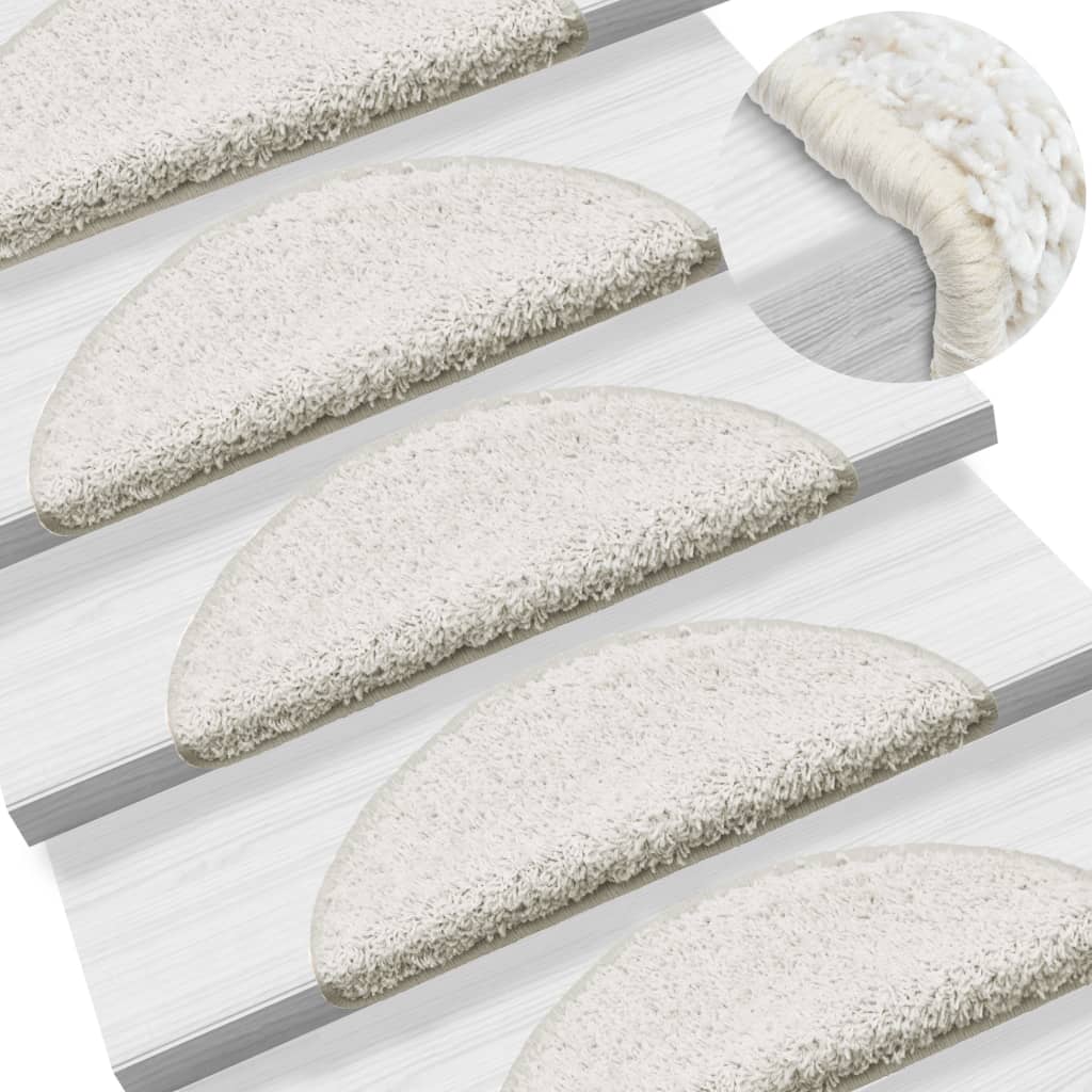 vidaXL Carpet Stair Treads 15 pcs White 56x17x3 cm