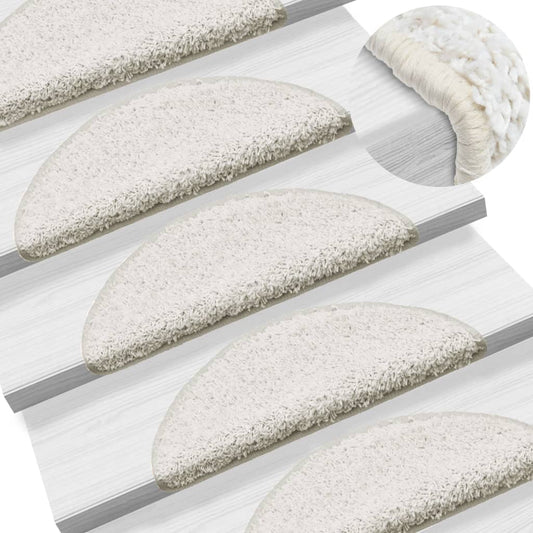 vidaXL Carpet Stair Treads 15 pcs White 56x17x3 cm