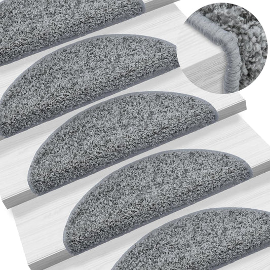 vidaXL Carpet Stair Treads 15 pcs Grey 65x21x4 cm