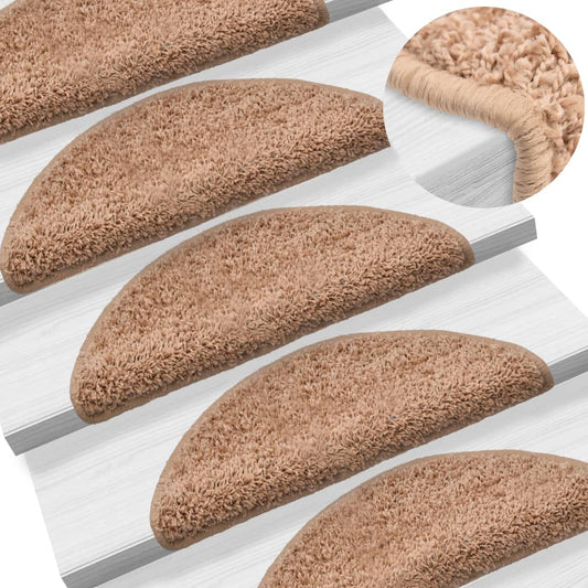 vidaXL Carpet Stair Treads 15 pcs Beige 65x21x4 cm