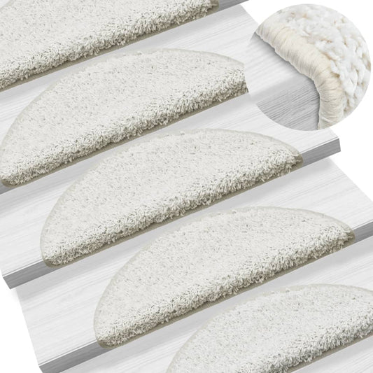 vidaXL Carpet Stair Treads 15 pcs White 65x21x4 cm
