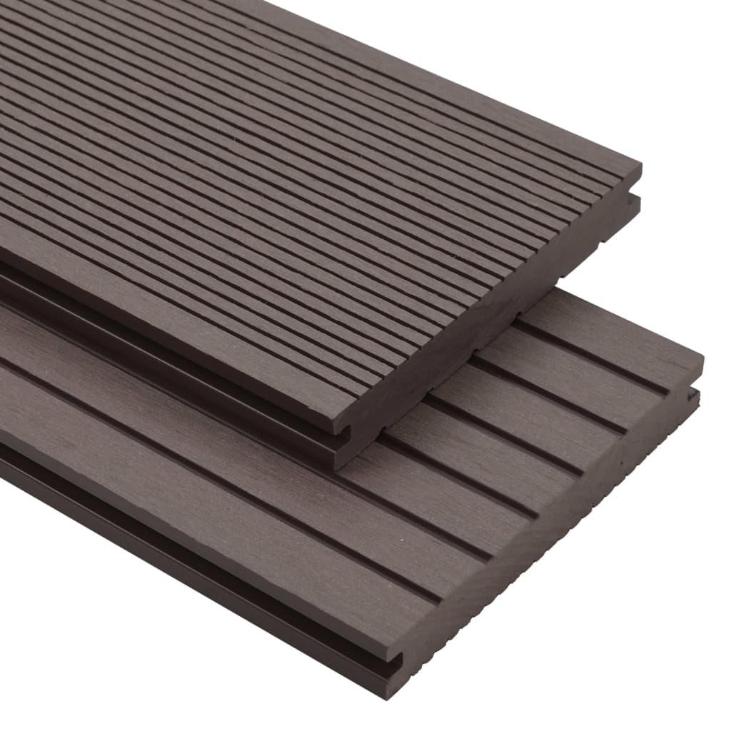 vidaXL WPC Solid Decking Boards with Accessories 30må_ 2.2m Dark Brown