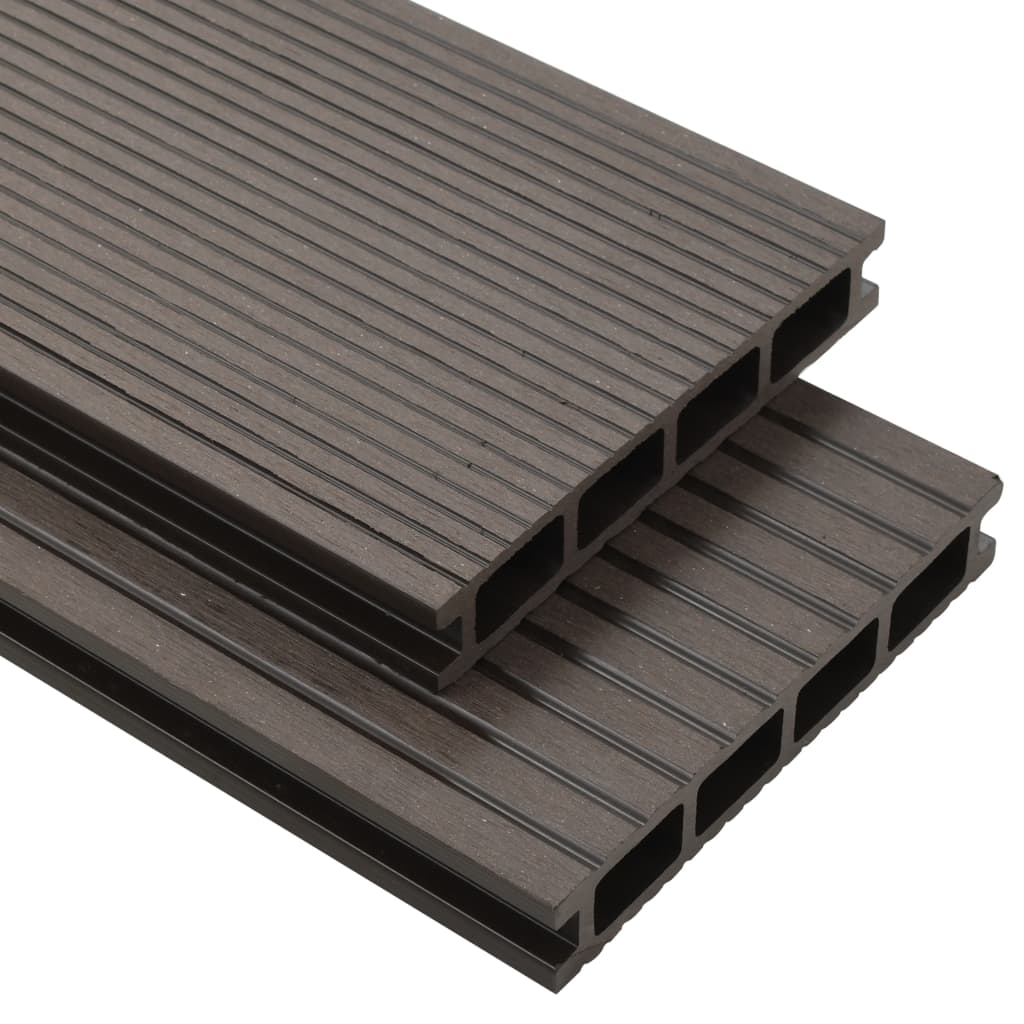 vidaXL WPC Hollow Decking Boards with Accessories 16må_ 2.2m Dark Brown