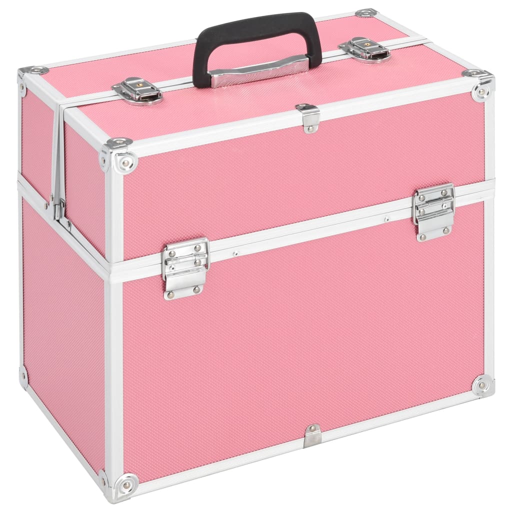 vidaXL Make-up Case 37x24x35 cm Pink Aluminium