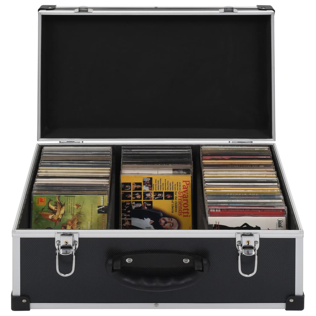 vidaXL CD Case for 60 CDs Aluminium ABS Black