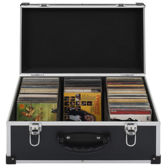 vidaXL CD Case for 60 CDs Aluminium ABS Black